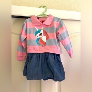 Cute unicorn shirt dress with sequins -2-3T
